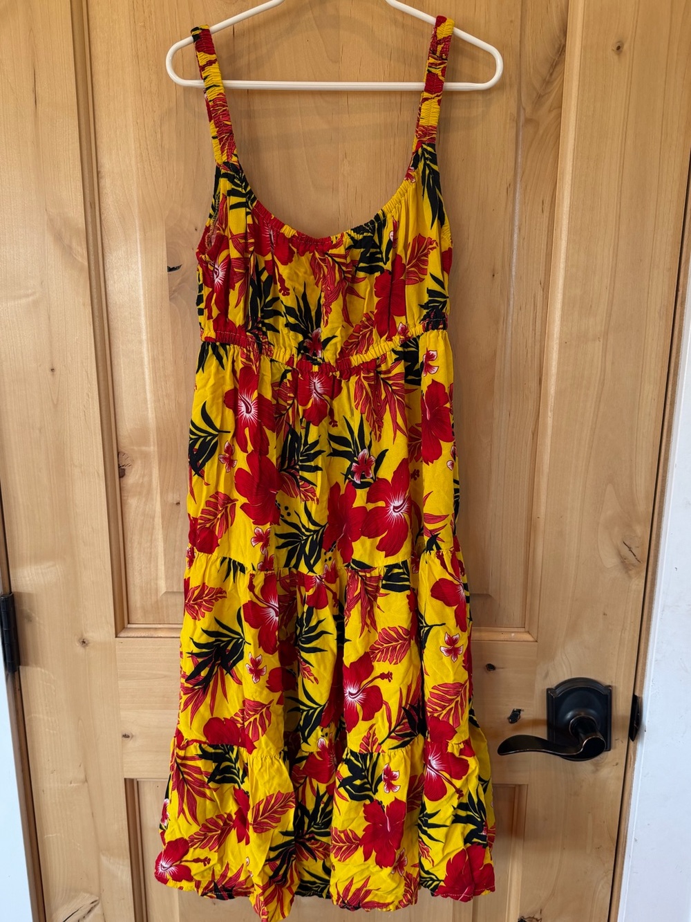 Aloha Fashion/Hawaiian Fashion, Yellow & Red Tropical Floral Sundress